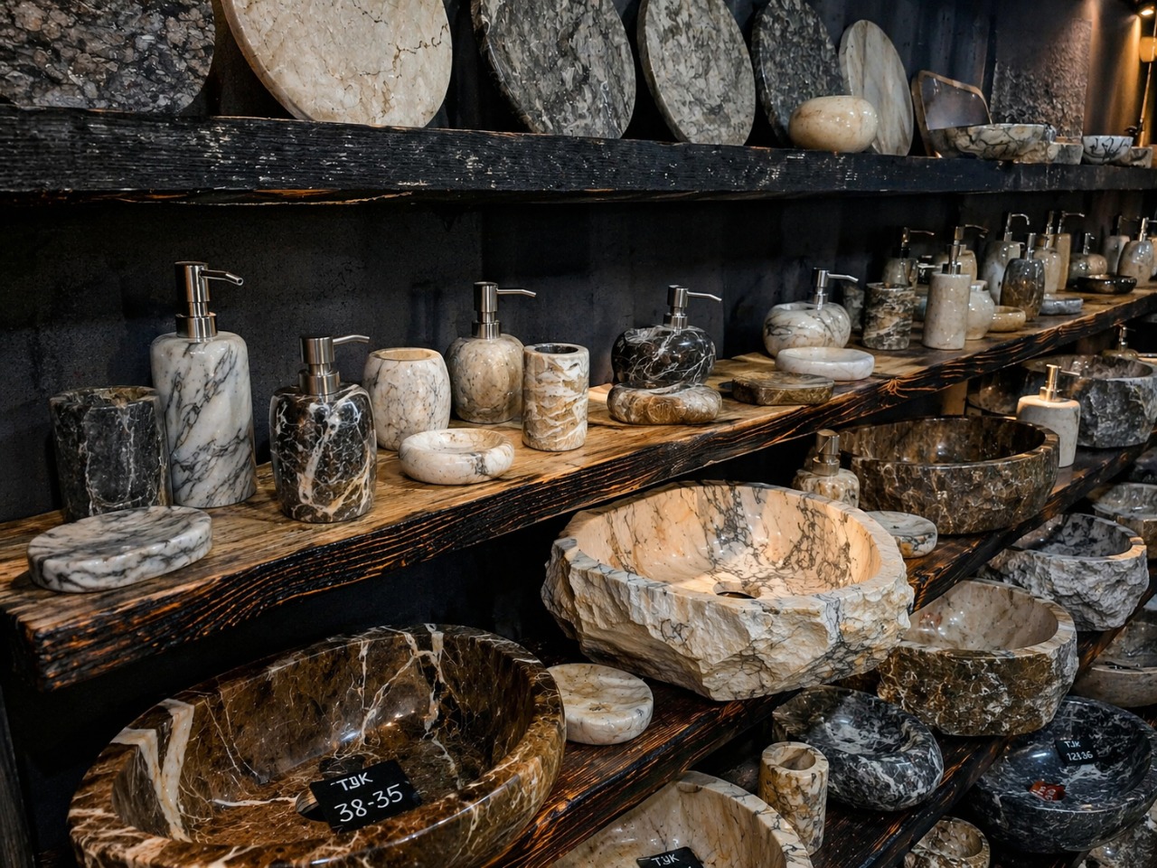 Мраморные раковины на складе