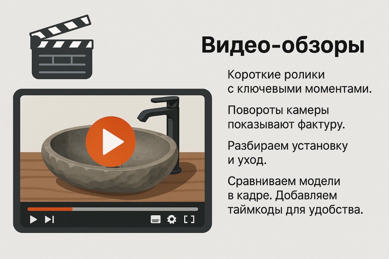 Видеообзоры раковин из камня